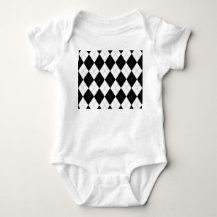 Black White Geometric Argyle Pattern Baby Bodysuit
