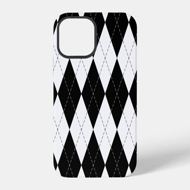 Black White Geometric Argyle Pattern iPhone Case (Back)