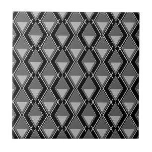 black white geometric art deco print tile