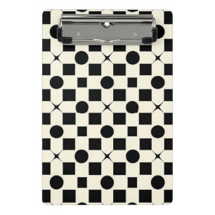 ⚫⚪ Black White Geometric Circle Desk Mini Clipboard
