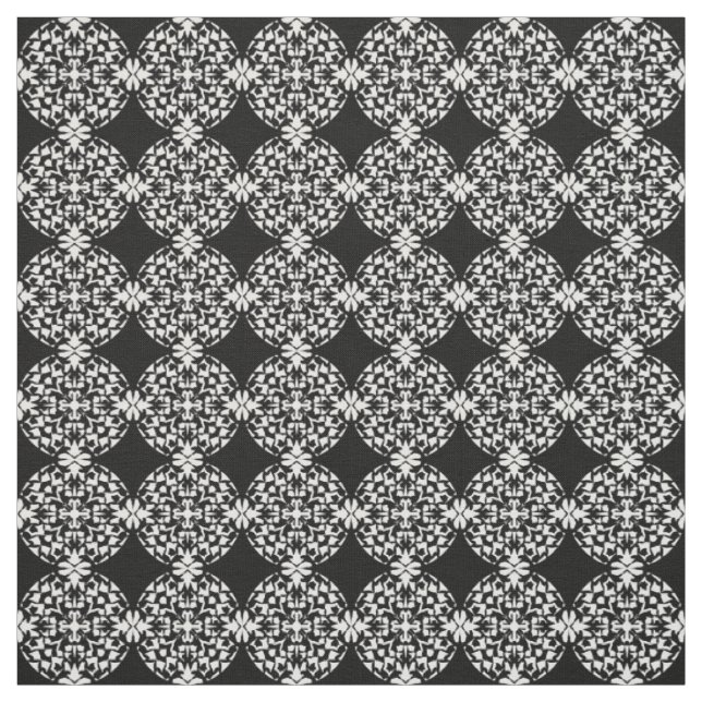 Black White Geometric Circles Pattern Custom Fabric (Swatch)