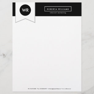 Black & White Geometric Cover Letter Letterhead