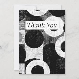 Black & White Geometric Distressed Thank You Card