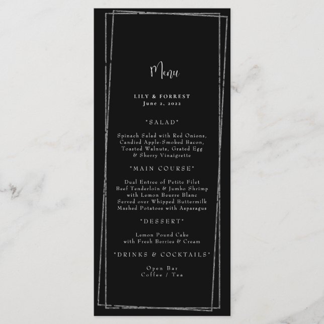 Black & White Geometric Frame Menu (Front)