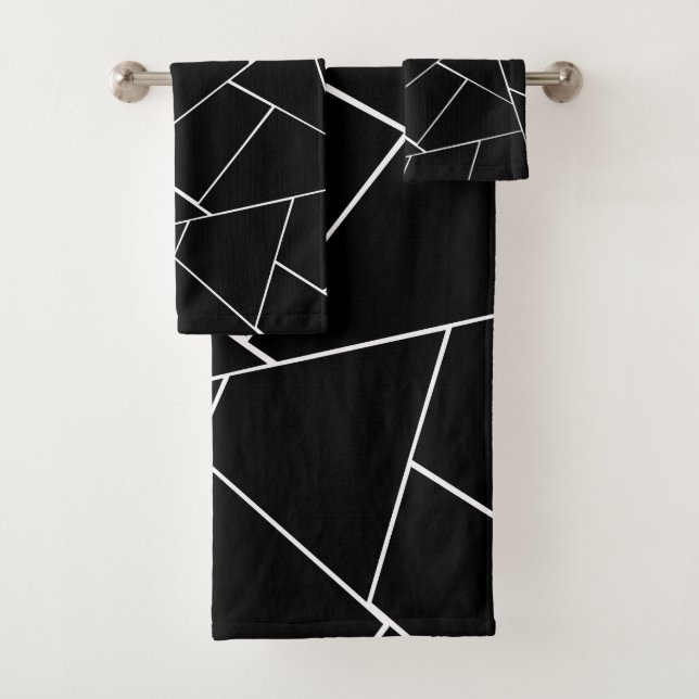 Black White Geometric Glam #2 #geo #decor Bath Towel Set (Insitu)