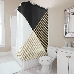 Black White Geometric Gold Stripes Modern Design