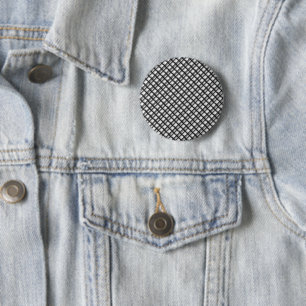 Black White Geometric Grid 2 Inch Round Button