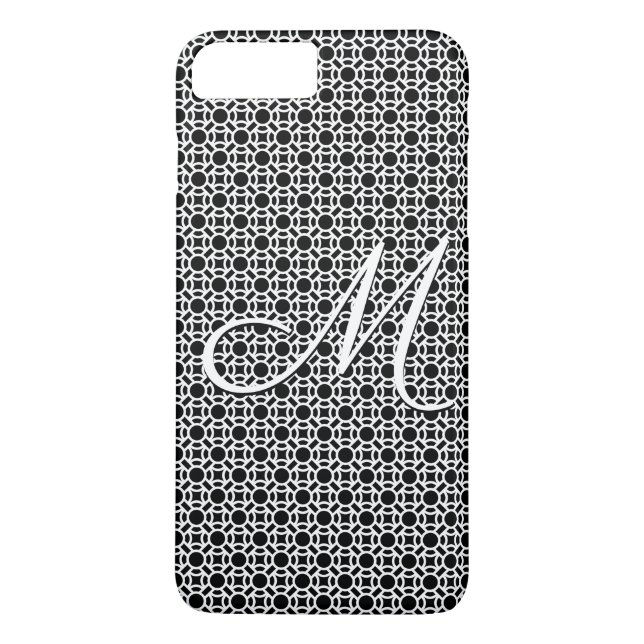 Black & White Geometric Initial Monogram Case-Mate iPhone Case (Back)