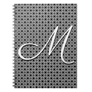 Black & White Geometric Initial Monogram Notebook