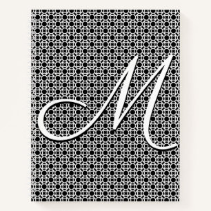 Black & White Geometric Initial Monogram Notebook
