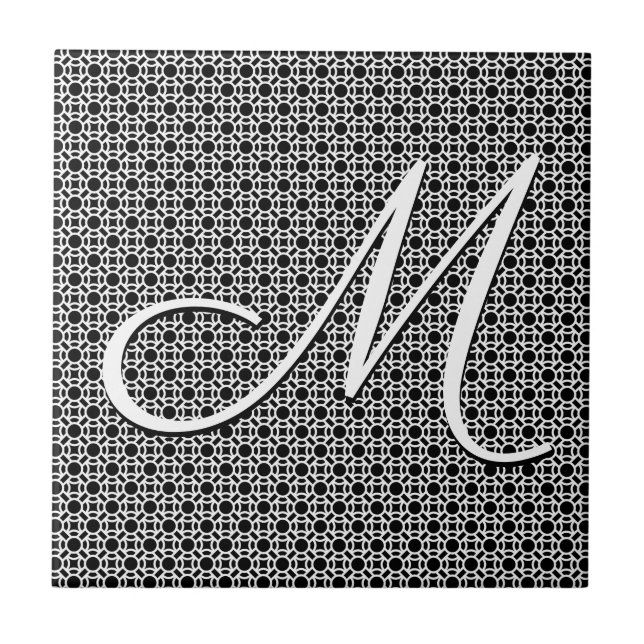 Black & White Geometric Initial Monogram Tile (Front)