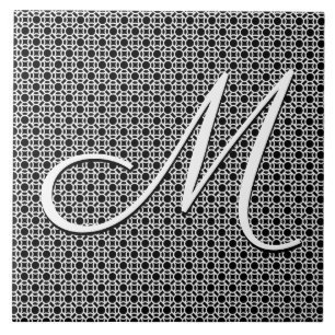 Black & White Geometric Initial Monogram Tile