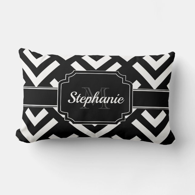 Black & White Geometric Lumbar Pillow (Front)