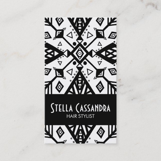Black & White Geometric Modern Pattern Business Card (Front)