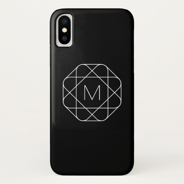 Black & White Geometric Monogram Case-Mate iPhone Case (Back)