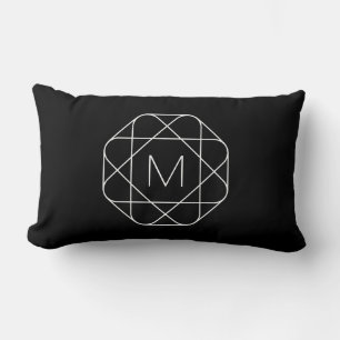 Black & White Geometric Monogram Lumbar Pillow