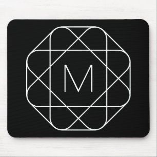 Black & White Geometric Monogram Mouse Pad