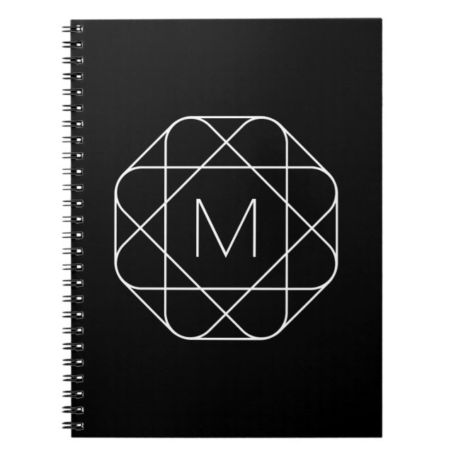 Black & White Geometric Monogram Notebook (Front)