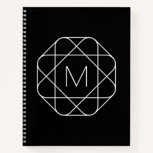 Black & White Geometric Monogram Notebook
