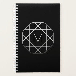 Black & White Geometric Monogram Planner