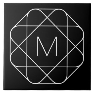 Black & White Geometric Monogram Tile