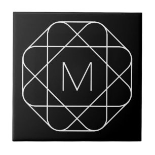 Black & White Geometric Monogram Tile