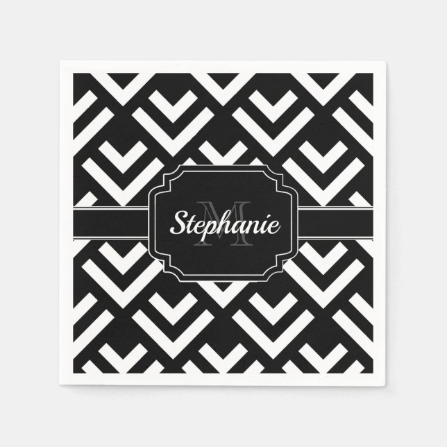 Black & White Geometric Napkin (Front)