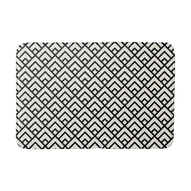 Black & White Geometric Pattern Bath Mat (Front)