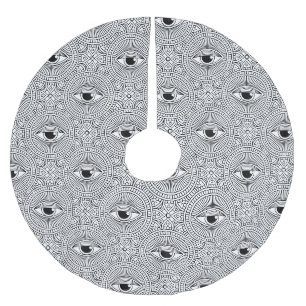 Black/White Geometric Pattern Brushed Polyester Tree Skirt