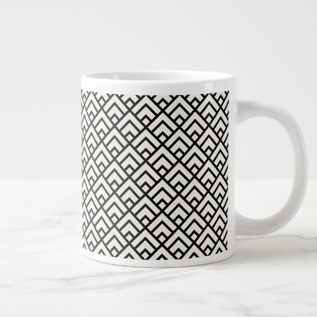 Black & White Geometric Pattern Large Coffee Mug (Right)