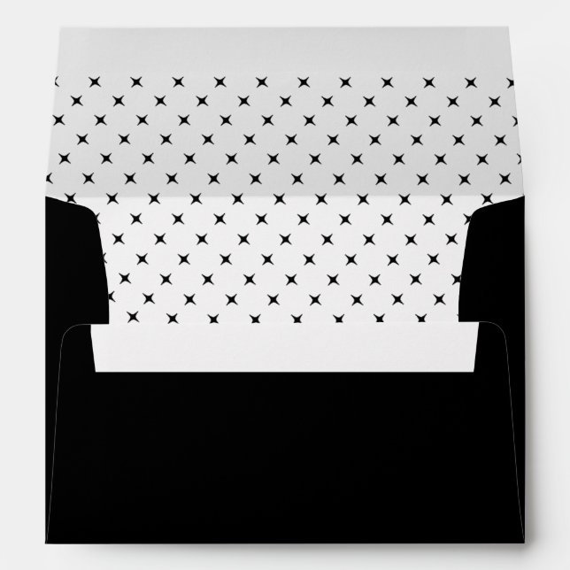 Black white geometric pattern monogram wedding envelopes (Back (Bottom))