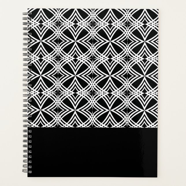 Black & White Geometric Pattern Planner (Front)