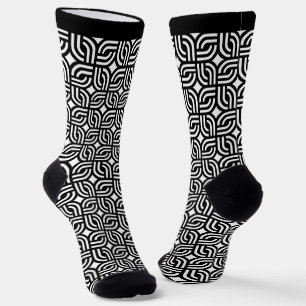 Black White Geometric  Pattern Socks