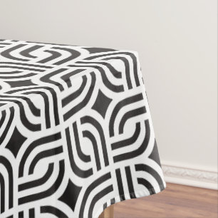 Black White Geometric  Pattern Tablecloth