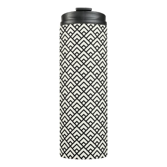 Black & White Geometric Pattern Thermal Tumbler (Front)