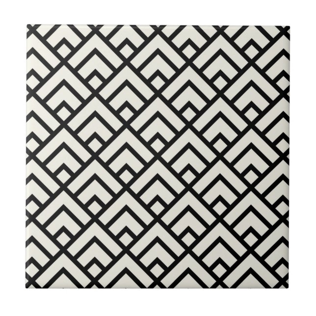 Black & White Geometric Pattern Tile (Front)