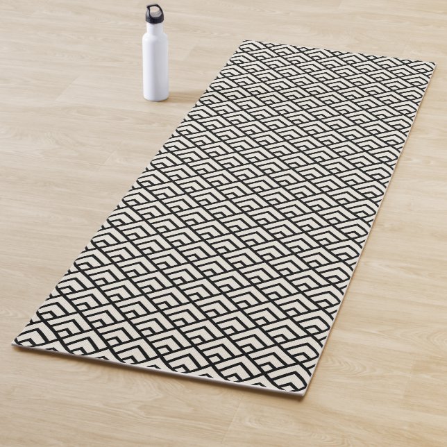 Black & White Geometric Pattern Yoga Mat (In Situ)