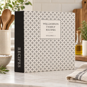 Black White Geometric Personalized Family Recipes Binder