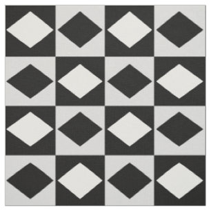 Black White Geometric Rhombus Diamond Shape Fabric
