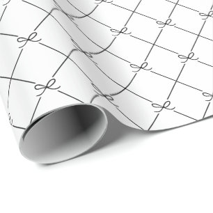 Black White Geometric Simple Bow Pattern Wrapping Paper