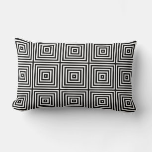 Black & White Geometric Square Box Repeat Pattern Lumbar Pillow