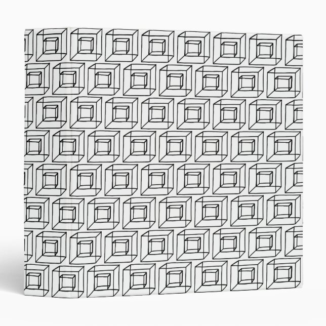 Black & White Geometric Squares Binder (Front/Spine)
