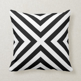 Black & White Geometric Stripe Design Throw Pillow