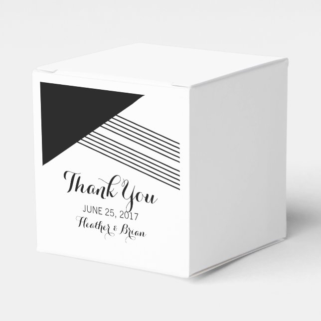 Black White Geometric Stripe Favour Boxes (Front Side)