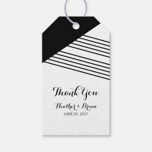 Black White Geometric Stripe Gift Tags