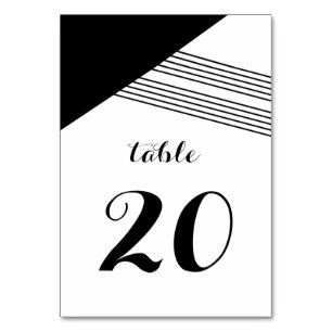 Black White Geometric Stripe Table Card