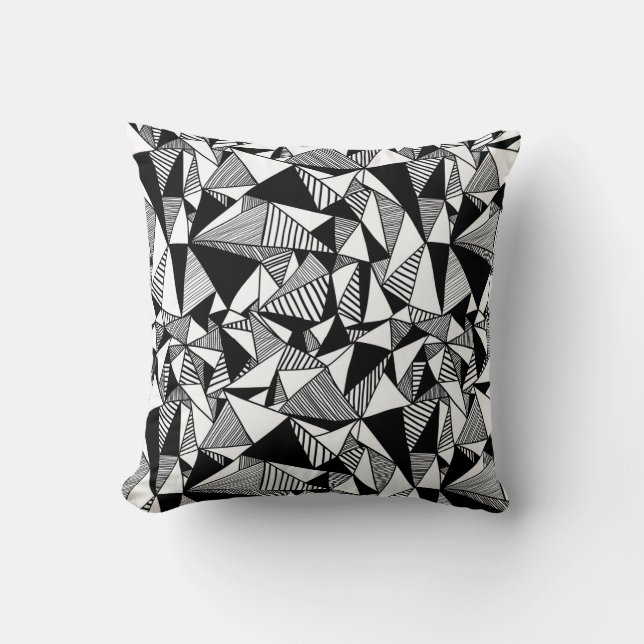 Black & White Geometric Throw Pillow (Front)