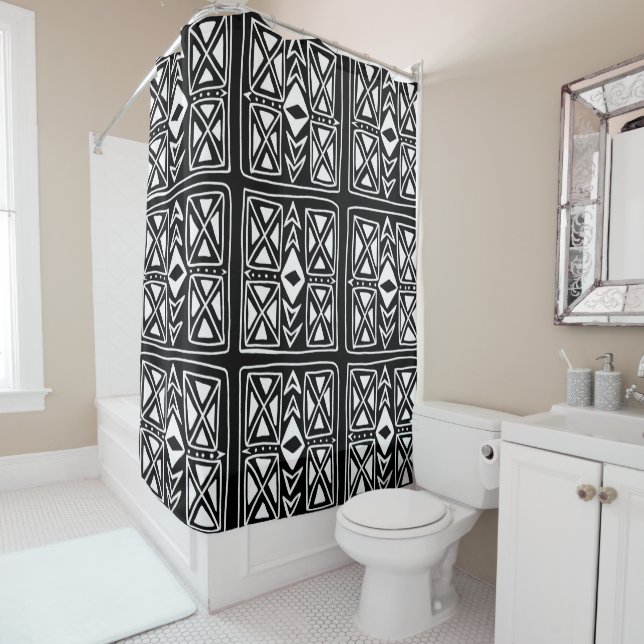 Black & White Geometric Tile Pattern (In Situ)