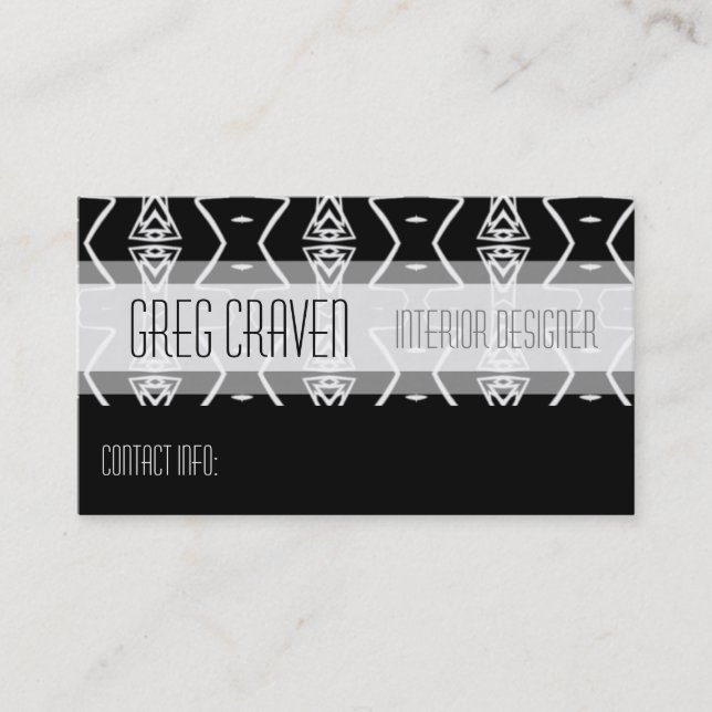 Black & White Geometric Triangles Business Card (Front)