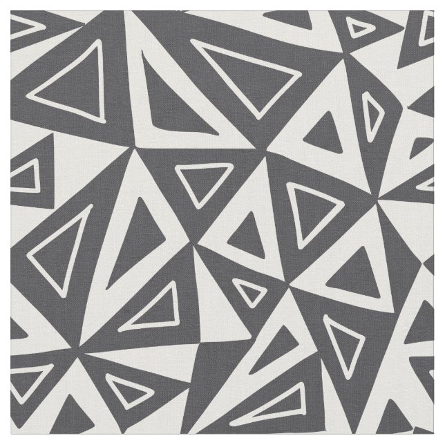 Black White Geometric Triangles Fabric (Close Up)